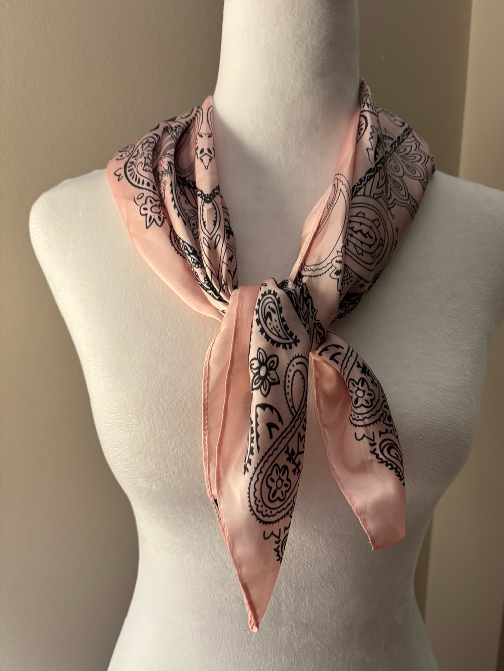 Women’s Scarf Satin Pink Paisley Neck Scarf